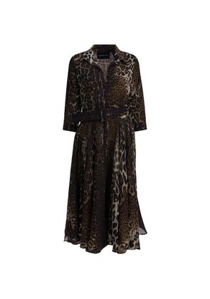 Samantha Sung leopard print belted midi dress - Brown