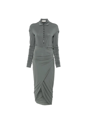 Alberta Ferretti button gathered dress - Grey