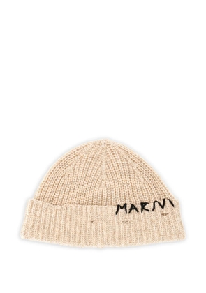 Marni logo-embroidered beanie hat - Neutrals