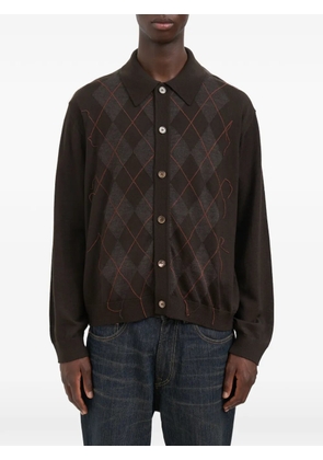 OUR LEGACY argyle fine wool cardigan - Brown