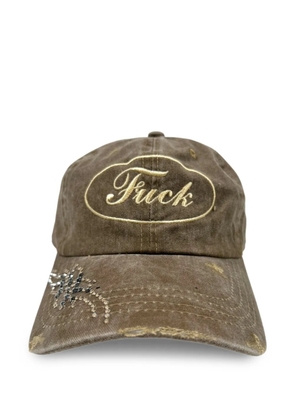 Alchemist embroidery crystal hat - Brown