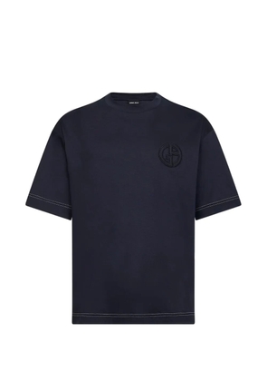 Giorgio Armani logo-embroidered T-shirt - Blue