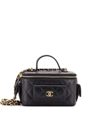 CHANEL Pre-Owned Quilted Polly Pocket Top Vanity Quilted Caviar East West shoulder bag - Black