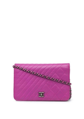 CHANEL Pre-Owned 2014-2015 Lambskin Coco Boy Wallet On Chain crossbody bag - Purple