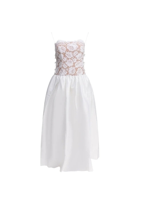Self-Portrait lace-detail midi dress - White