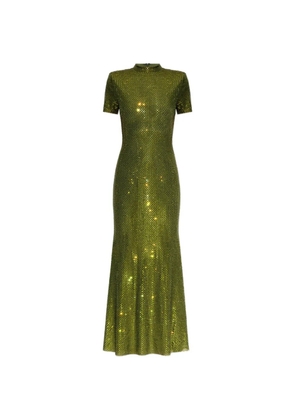 Self-Portrait rhinestone-embellished midi dress - Green