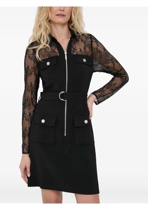 Morgan lace long-sleeve mini dress - Black