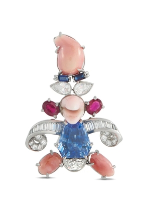 LB Exclusive sapphire and diamonds-embellishment brooch - Silver