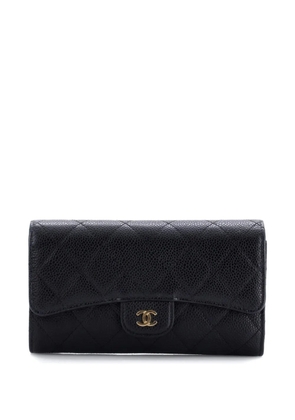 CHANEL Pre-Owned Trifold Classic Flap Wallet Quilted Caviar Long small wallets - Black