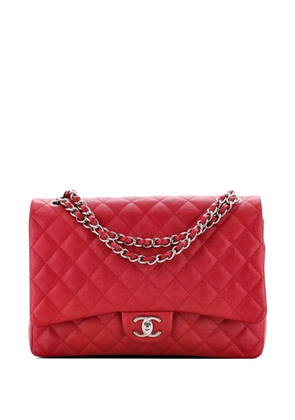CHANEL Pre-Owned Classic Double Flap Bag Quilted Iridescent Caviar Jumbo shoulder bag - Red
