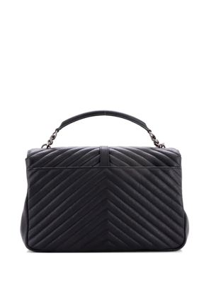 Saint Laurent Pre-Owned Classic Monogram College Bag Matelasse Chevron Leather Medium crossbody bag - Black