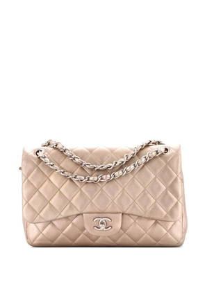 CHANEL Pre-Owned Classic Double Flap Bag Quilted Lambskin Jumbo shoulder bag - Gold