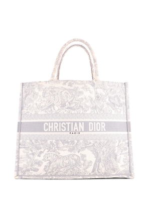 Christian Dior Pre-Owned Book Embroidered Canvas Large tote bag - Grey