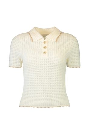 Cara Cara floral-buttons knitted polo shirt - Neutrals