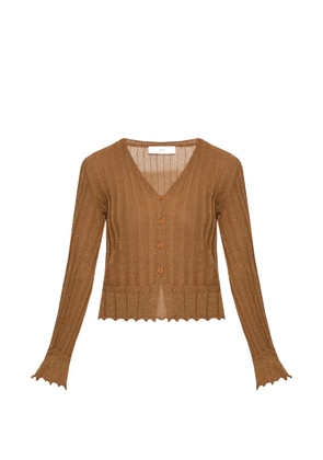 Akep scallop-edge V-neck cardigan - Brown