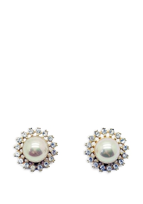 Jennifer Gibson Jewellery 1980s pearl crystal earrings - Gold