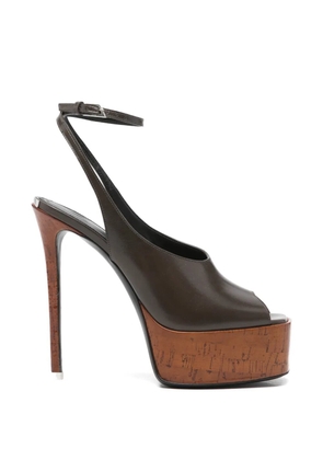 The Attico Ornella ankle-strap platform sandals - Brown
