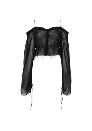 Isabel Benenato lace-detail blouse - Black