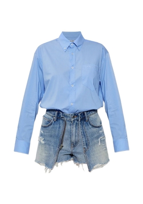 Alexander Wang distressed denim playsuit - Blue