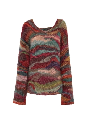 MARBELL hooded striped sweater - Red