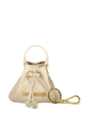 Love Moschino quilted-bag keyring - Neutrals