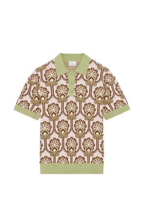Drôle De Monsieur floral-tapestry knit polo shirt - Neutrals