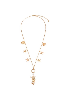 Self-Portrait seashell pearl necklace - Gold