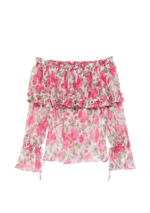 Chloé floral-print ruffled blouse - Pink