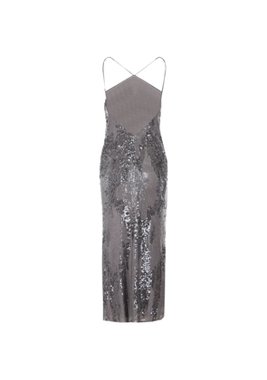 Patrizia Pepe sequined spaghetti-strap maxi dress - Grey