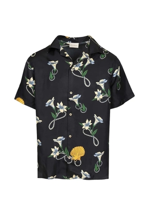 Drôle De Monsieur shell floral silk shirt - Blue