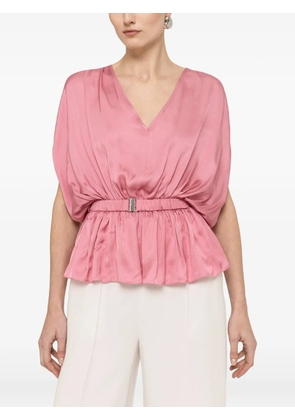 NISSA belted V-neck top - Pink
