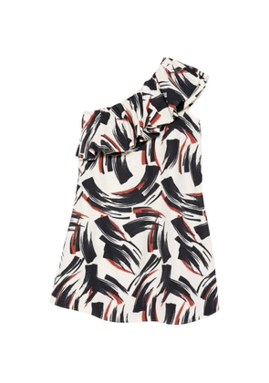 Essentiel Antwerp asymmetric-neck ruffled-detail mini dress - Neutrals