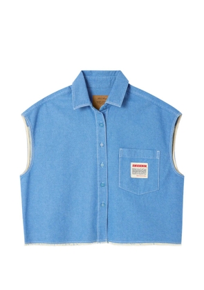 American Vintage Pusway pocket-detail sleeveless cotton shirt - Blue