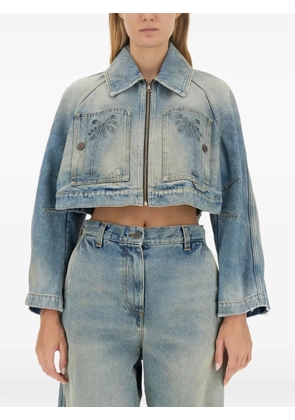 Palm Angels cropped denim jacket - Blue