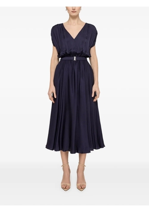 NISSA belted V-neck midi dress - Blue