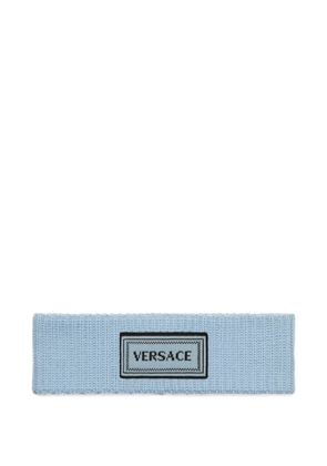 Versace ribbed logo patch headband - Blue