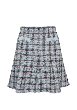 Self-Portrait check knit mini skirt - Blue
