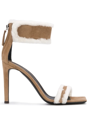 Giuseppe Zanotti 105mm Vanilla Winter shearling-trimmed sandals - Brown