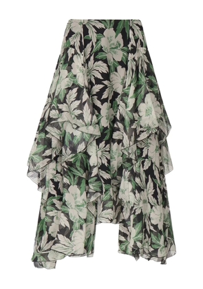 LOEWE ruffled floral-print skirt - Green