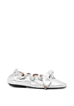 Toga Pulla metallic cracked bow ballet flats - Silver
