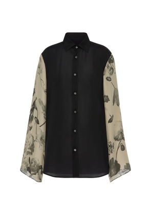 Maison Margiela floral-sleeves shirt - Black