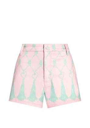 Genny tassel-print cotton mini shorts - Pink