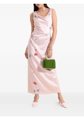 ERDEM floral-embellished cowl-neck dress - Pink