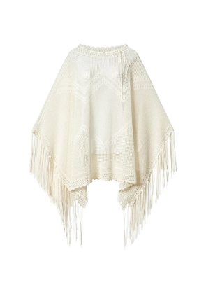 ISABEL MARANT Metila crochet fringed cape - Neutrals