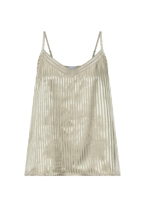 Hanro striped lace-trim V-neck top - Neutrals