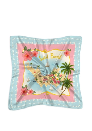 MC2 Saint Barth floral map scarf - Blue