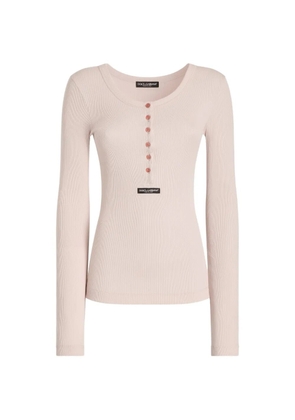 Dolce & Gabbana ribbed cotton serafino T-shirt - Pink