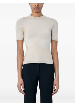 SKIN SERIES short-sleeve fine-knit T-shirt - Neutrals