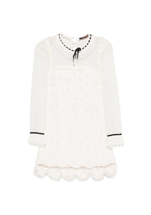 Roberto Cavalli crochet ribbon-detail mini dress - White