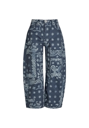 Free People We the Free Good Luck printed barrel jeans - Blue